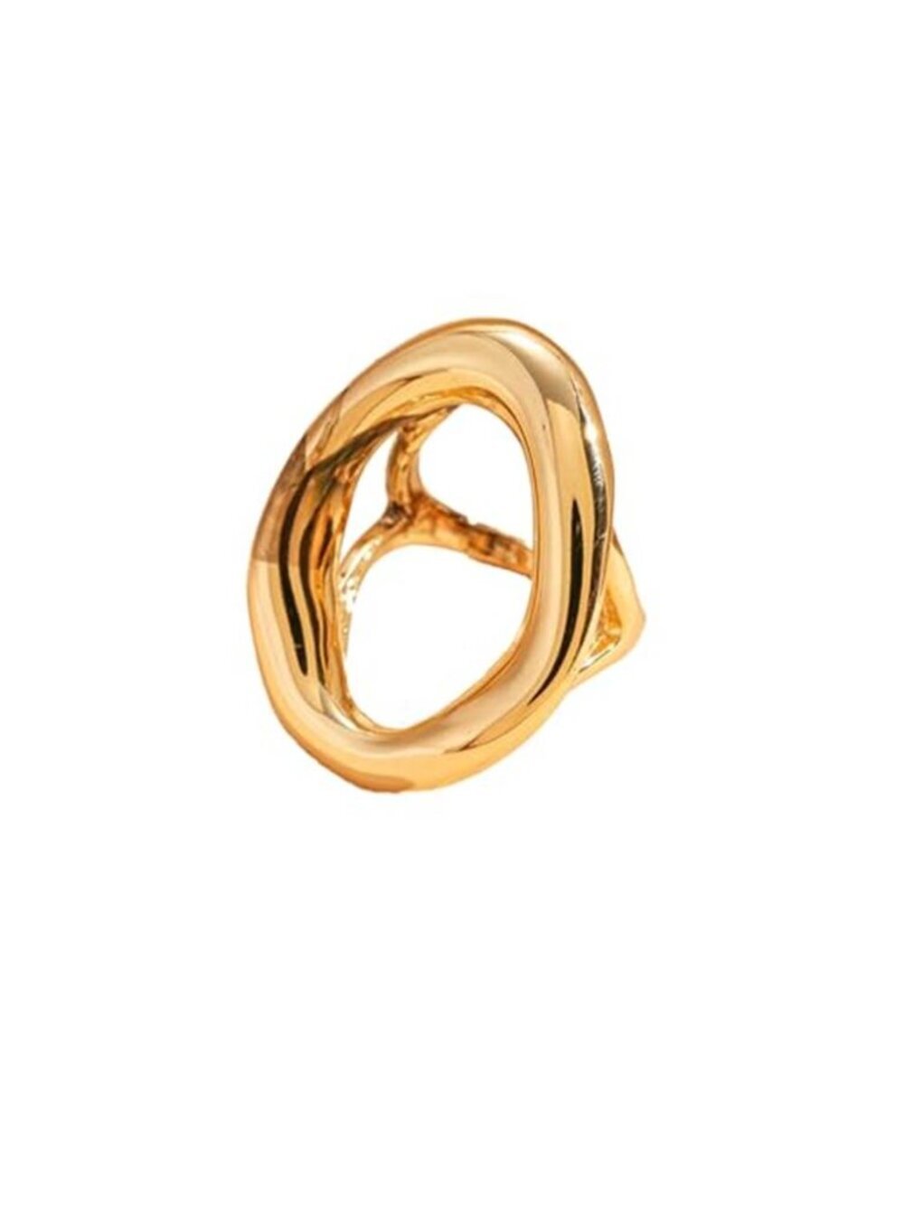Hollow Oval Adjustable Open Band Statement Ring
